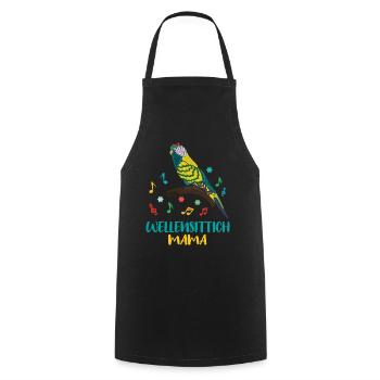Colorful Budgie Mom Melody for Bird Fans - Cooking Apron - black - Front - AI Model Male 185 dark (185cm)