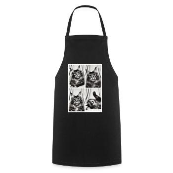 Élégante boîte photo Maine Coon - Tablier de cuisine - noir - Devant - AI Model Male 185 dark (185cm)