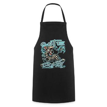 Mignon mais fou zèbre style bande dessinée Motif drôle - Tablier de cuisine - noir - Devant - AI Model Male 185 dark (185cm)