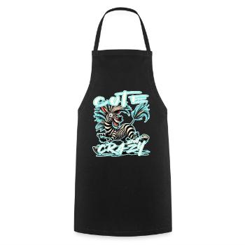 Mignon mais fou zèbre style bande dessinée Motif drôle - Tablier de cuisine - noir - Devant - AI Model Male 185 dark (185cm)
