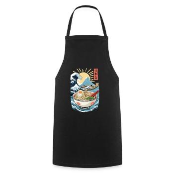 Ramen Noodles Ukiyo-E Japanese Retro Streetwear - Cooking Apron - black - Front - AI Model Male 185 dark (185cm)