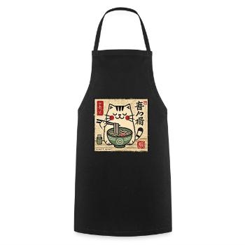 Amant de ramen Kawaii Cat Retro Japon - Tablier de cuisine - noir - Devant - AI Model Male 185 dark (185cm)