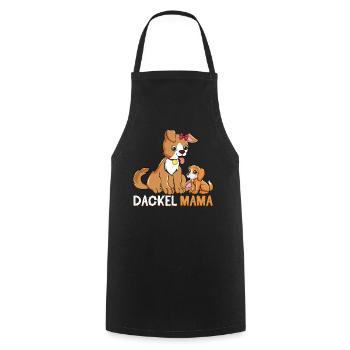 Süße Dackel Mama mit Welpe Illustration - Kochschürze - Schwarz - Vorne - AI Model Male 185 dark (185cm)