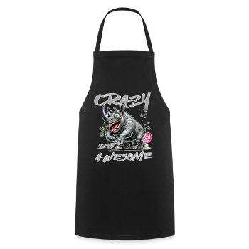 Crazy but Awesome Nashorn Comic Stil - Kochschürze - Schwarz - Vorne - AI Model Male 185 dark (185cm)