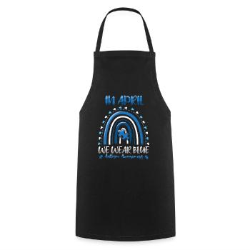 Sensibilisation à l’autisme en avril, nous portons du bleu - Tablier de cuisine - noir - Devant - AI Model Male 185 dark (185cm)