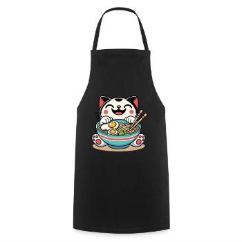 Ramen Noodles Japanese Streetwear Anime Kawaii - Cooking Apron - black - Front - AI Model Male 185 dark (185cm)