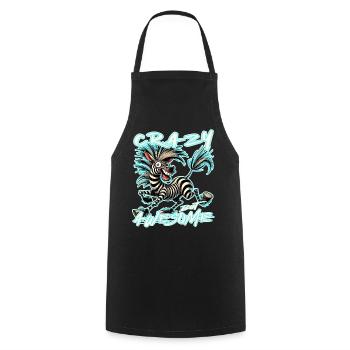 Crazy but Awesome Zebra Comic Style - Cooking Apron - black - Front - AI Model Male 185 dark (185cm)