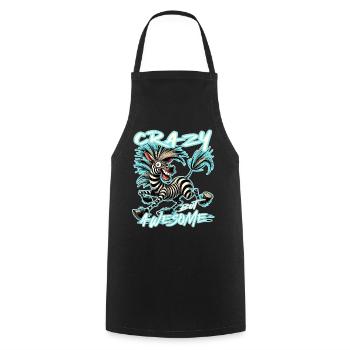 Crazy but Awesome Zebra Comic Style - Cooking Apron - black - Front - AI Model Male 185 dark (185cm)