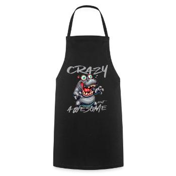 Crazy but Awesome Nilpferd Comic Stil - Kochschürze - Schwarz - Vorne - AI Model Male 185 dark (185cm)