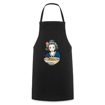 Nouilles esthétiques japonaises Ukiyo-E Retro Ramen - Tablier de cuisine - noir - Devant - AI Model Male 185 dark (185cm)