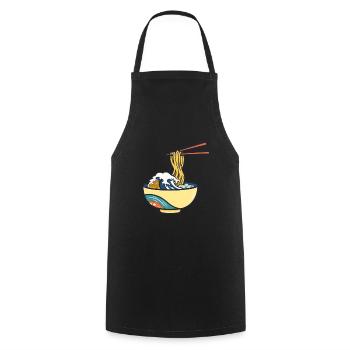 Japanese Ramen Ukiyo-E Retro Aesthetic - Cooking Apron - black - Front - AI Model Male 185 dark (185cm)