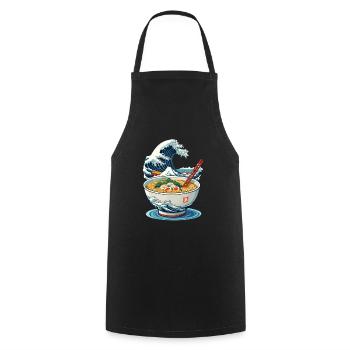 Ramen Ukiyo-E Japanisches Retro Streetwear - Kochschürze - Schwarz - Vorne - AI Model Male 185 dark (185cm)