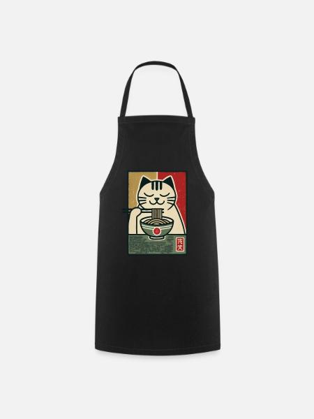 Ramen Nudeln Katzenliebhaber Retro Kawaii Katzen - Kochschürze - Schwarz