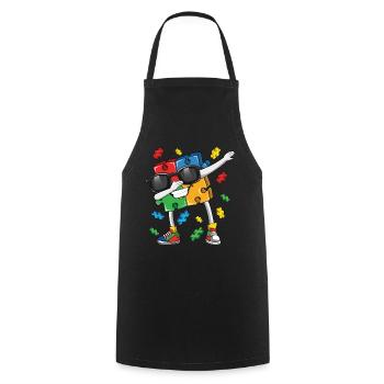 Autisme Puzzle Dabbing Fun Coloré - Tablier de cuisine - noir - Devant - AI Model Male 185 dark (185cm)