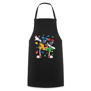 Autism Colorful Puzzle Figure With Sunglasses - Cooking Apron - black - Front - AI Model Male 185 dark (185cm)