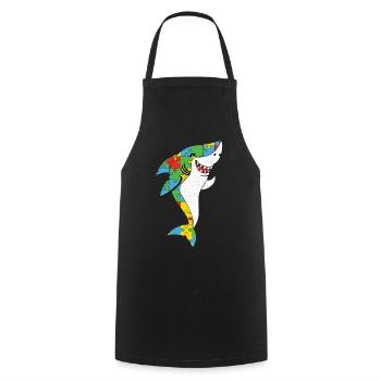Autism Puzzle Shark Colorful Joy - Cooking Apron - black - Front - AI Model Male 185 dark (185cm)