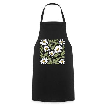 Gänseblümchen Blumen - Kochschürze - Schwarz - Vorne - AI Model Male 185 dark (185cm)