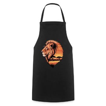 Lion in the Savannah – King of the Wild - Cooking Apron - black - Front - AI Model Male 185 dark (185cm)