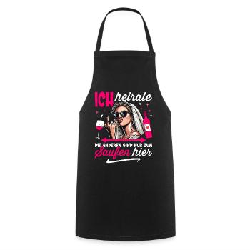 JGA Braut T-Shirt JGA Frauen Junggesellenabschied - Kochschürze - Schwarz - Vorne - AI Model Male 185 dark (185cm)
