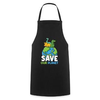 Sauvez notre planète - Motivation pour le Jour de la Terre - Tablier de cuisine - noir - Devant - AI Model Male 185 dark (185cm)