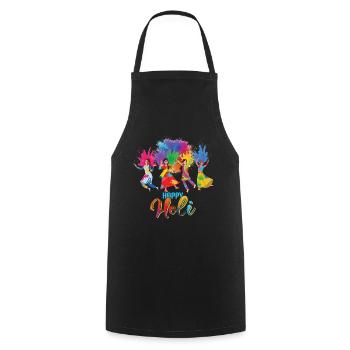 Happy Holi Festival Colorful Fun - Cooking Apron - black - Front - AI Model Male 185 dark (185cm)