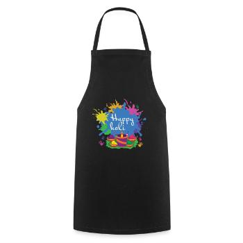 Happy Holi Farbenfrohes Holi Festival Freude - Kochschürze - Schwarz - Vorne - AI Model Male 185 dark (185cm)
