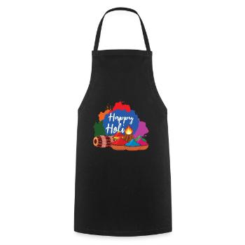 Happy Holi Festival Joy of Colors - Cooking Apron - black - Front - AI Model Male 185 dark (185cm)