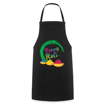 Happy Holi Festival Farbpulver Freude - Kochschürze - Schwarz - Vorne - AI Model Male 185 dark (185cm)