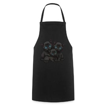 Yeux bleus Trois chats - Tablier de cuisine - noir - Devant - AI Model Male 185 dark (185cm)