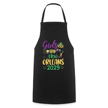 Girls Trip New Orleans 2029 - Cooking Apron - black - Front - AI Model Male 185 dark (185cm)