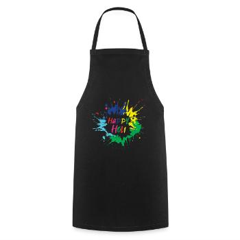 Happy Holi Festival Colorful Design - Cooking Apron - black - Front - AI Model Male 185 dark (185cm)
