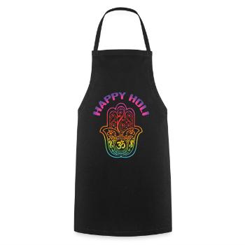 Holi Festival Happy Holi Handmotiv - Kochschürze - Schwarz - Vorne - AI Model Male 185 dark (185cm)