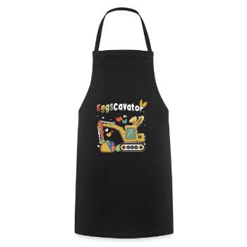Ostern Eggscavator Bagger Eier - Kochschürze - Schwarz - Vorne - AI Model Male 185 dark (185cm)