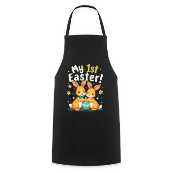 Mes 1ÈRES Lapins de Pâques Doux Pâques Première Pâques - Tablier de cuisine - noir - Devant - AI Model Male 185 dark (185cm)