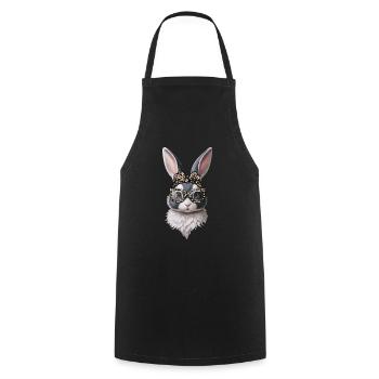 Easter Stylish Bunny with Glasses and Bow - Cooking Apron - black - Front - AI Model Male 185 dark (185cm)
