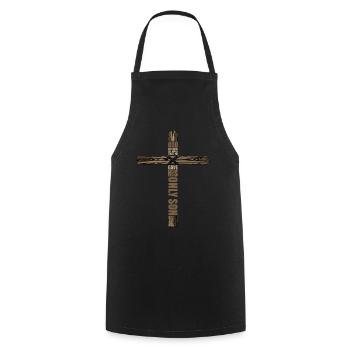 Easter God Loved the World Cross - Cooking Apron - black - Front - AI Model Male 185 dark (185cm)