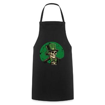 Saint Patrick's Day Skull with Top Hat - Cooking Apron - black - Front - AI Model Male 185 dark (185cm)