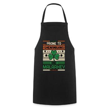 Sujet aux manigances et à la Saint-Patrick de Malarkey - Tablier de cuisine - noir - Devant - AI Model Male 185 dark (185cm)