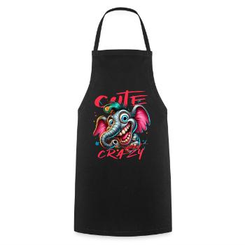 Style de bande dessinée éléphant mignon mais fou - Tablier de cuisine - noir - Devant - AI Model Male 185 dark (185cm)