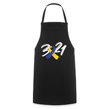 Syndrome de Down 321 Ruban Bleu Jaune - Tablier de cuisine - noir - Devant - AI Model Male 185 dark (185cm)