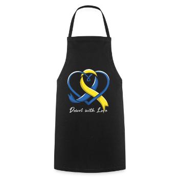 Syndrome de Down Amour Supporter Cœur - Tablier de cuisine - noir - Devant - AI Model Male 185 dark (185cm)