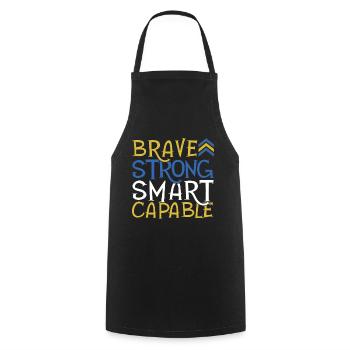 Courageux Fort Intelligent Capable Syndrome de Down Force - Tablier de cuisine - noir - Devant - AI Model Male 185 dark (185cm)