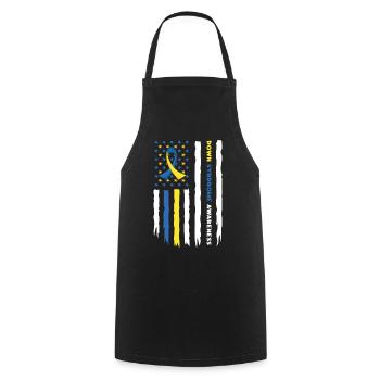 Drapeau de sensibilisation au syndrome de Down avec couleurs - Tablier de cuisine - noir - Devant - AI Model Male 185 dark (185cm)