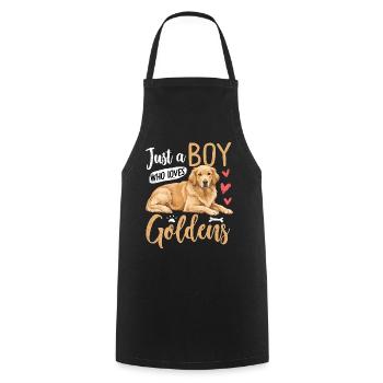 Just A Boy Who Loves Goldens - Cooking Apron - black - Front - AI Model Male 185 dark (185cm)