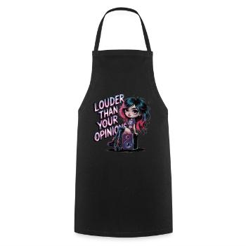 Plus fort que votre opinion – Déclaration punk et gothique - Tablier de cuisine - noir - Devant - AI Model Male 185 dark (185cm)