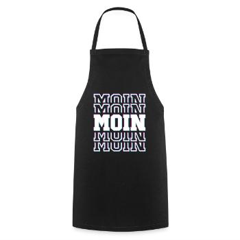 MOIN MOIN – Norddeutscher Gruß im Glitch-Style - Kochschürze - Schwarz - Vorne - AI Model Male 185 dark (185cm)