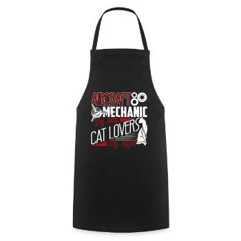 Aircraft Mechanic By Day Cat Lover by Night - Cooking Apron - black - Front - AI Model Male 185 dark (185cm)