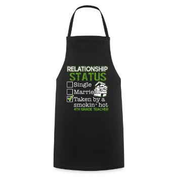 4th Grade Teacher Relationship Status - Cooking Apron - black - Front - AI Model Male 185 dark (185cm)