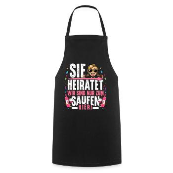 JGA Frauen T-Shirt Junggesellenabschied Frauen JGA - Kochschürze - Schwarz - Vorne - AI Model Male 185 dark (185cm)