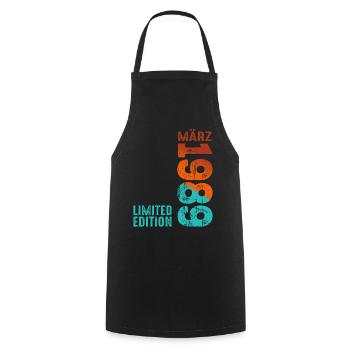 Légendaire depuis mars 1989 Cadeau d’anniversaire - Tablier de cuisine - noir - Devant - AI Model Male 185 dark (185cm)
